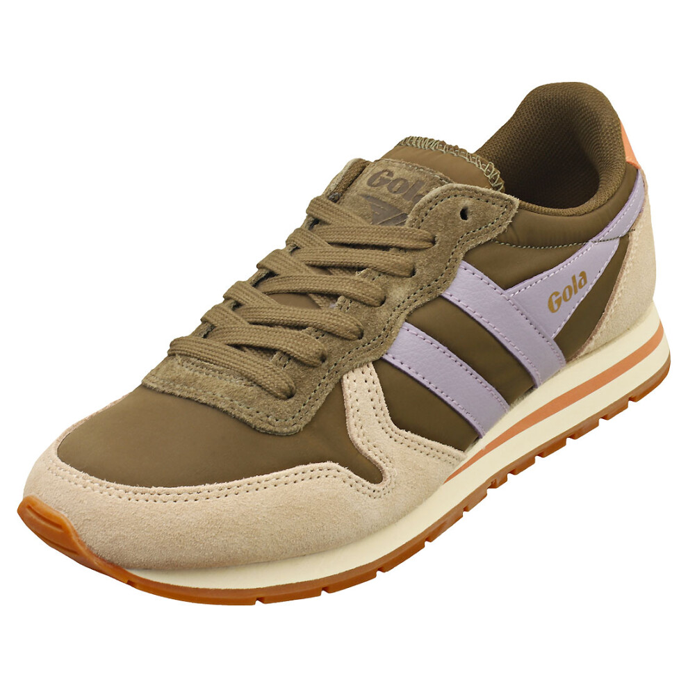 (5) Gola Daytona Chute Womens Fashion Trainers in Khaki Bone Lavender