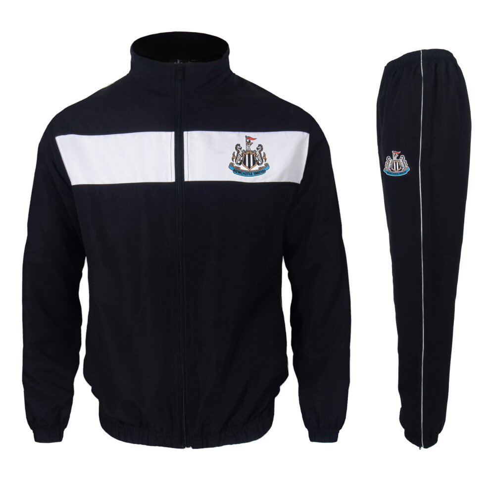 (Black/White, 6-7 Years) Newcastle United Boys Tracksuit Jacket & Pants Set Kids OFFICIAL Football Gift