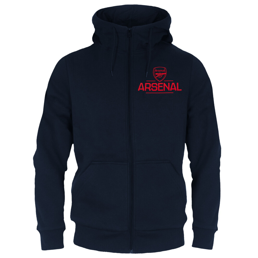 (Navy Blue, 3XL) Arsenal FC Official Football Gift Mens Fleece Zip Hoody