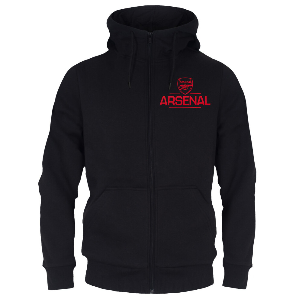 (Black, Large) Arsenal FC Official Football Gift Mens Fleece Zip Hoody