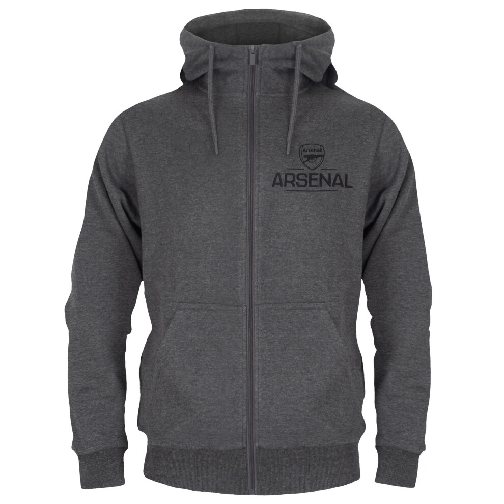 (Grey, 2XL) Arsenal FC Official Football Gift Mens Fleece Zip Hoody