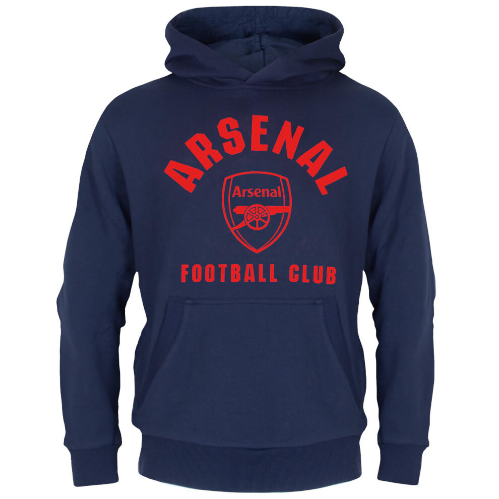 (Navy Blue, 10-11 Years) Arsenal FC Official Football Gift Boys Fleece Graphic Hoody Blue