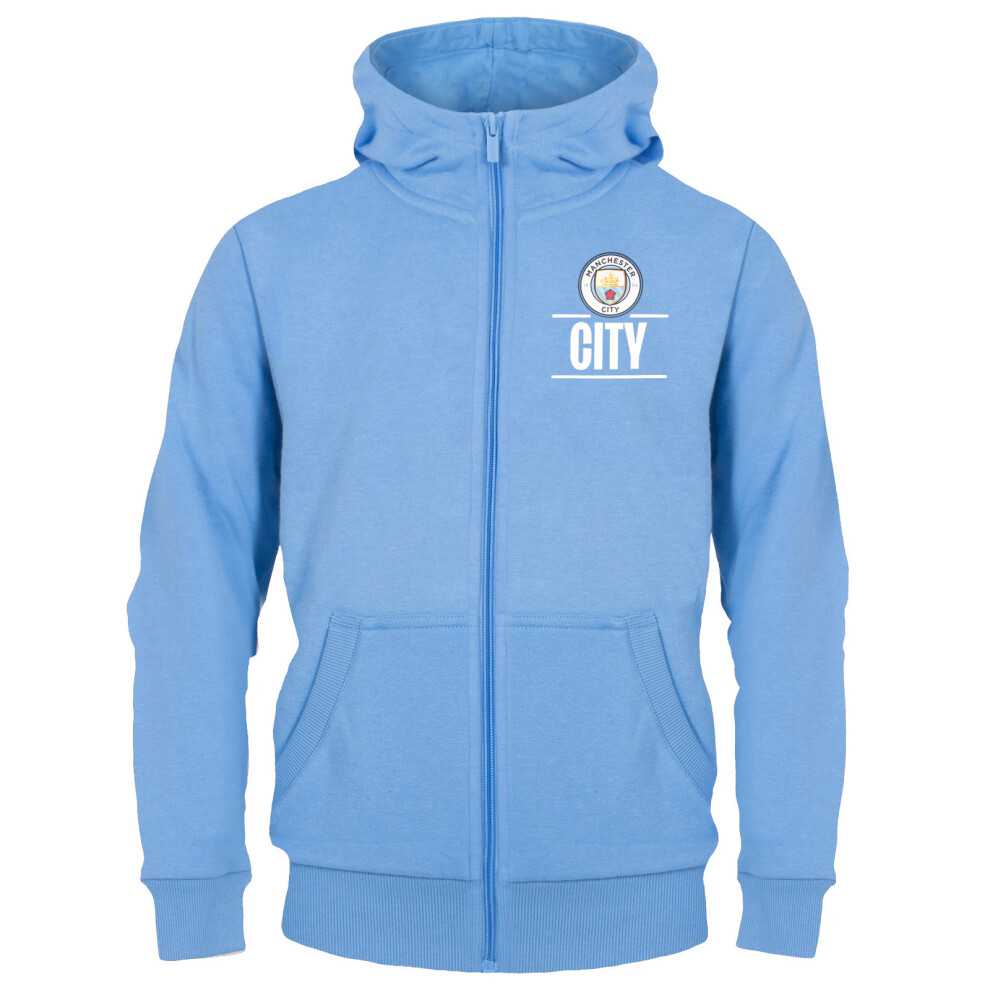 (Sky Blue, 6-7 Years) Manchester City Boys Hoody Zip Fleece Kids OFFICIAL Football Gift