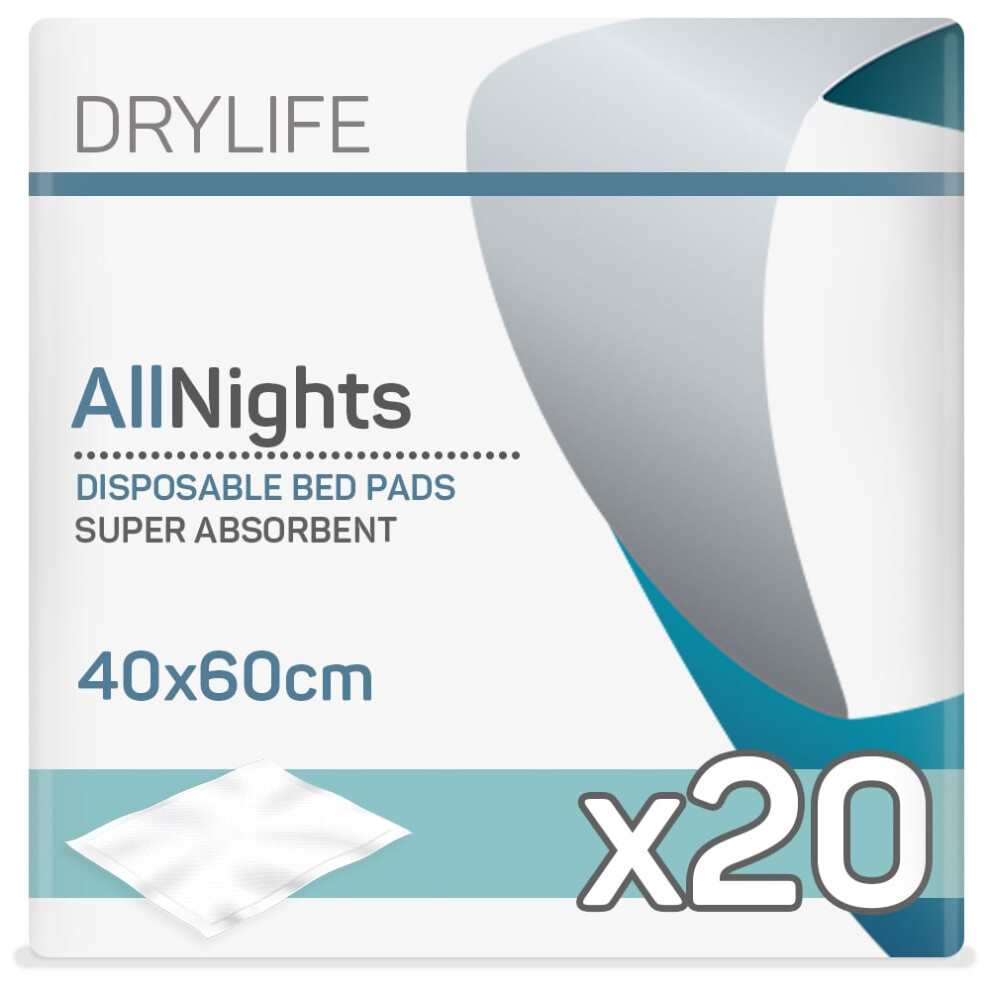 Drylife All Nights Disposable Bed Pads - 40cm X 60cm (Pack Of 20)