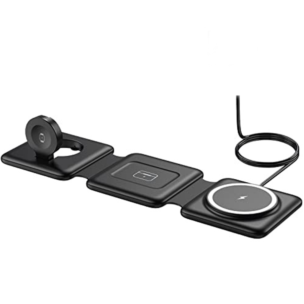 Chronus Mag-Safe Charging Station For Iphone Wireless Charger - 3 In 1 Foldable Wireless Charger For Iphone 15-12 Pro Max Plus,Iwatch And Air 6976918006387