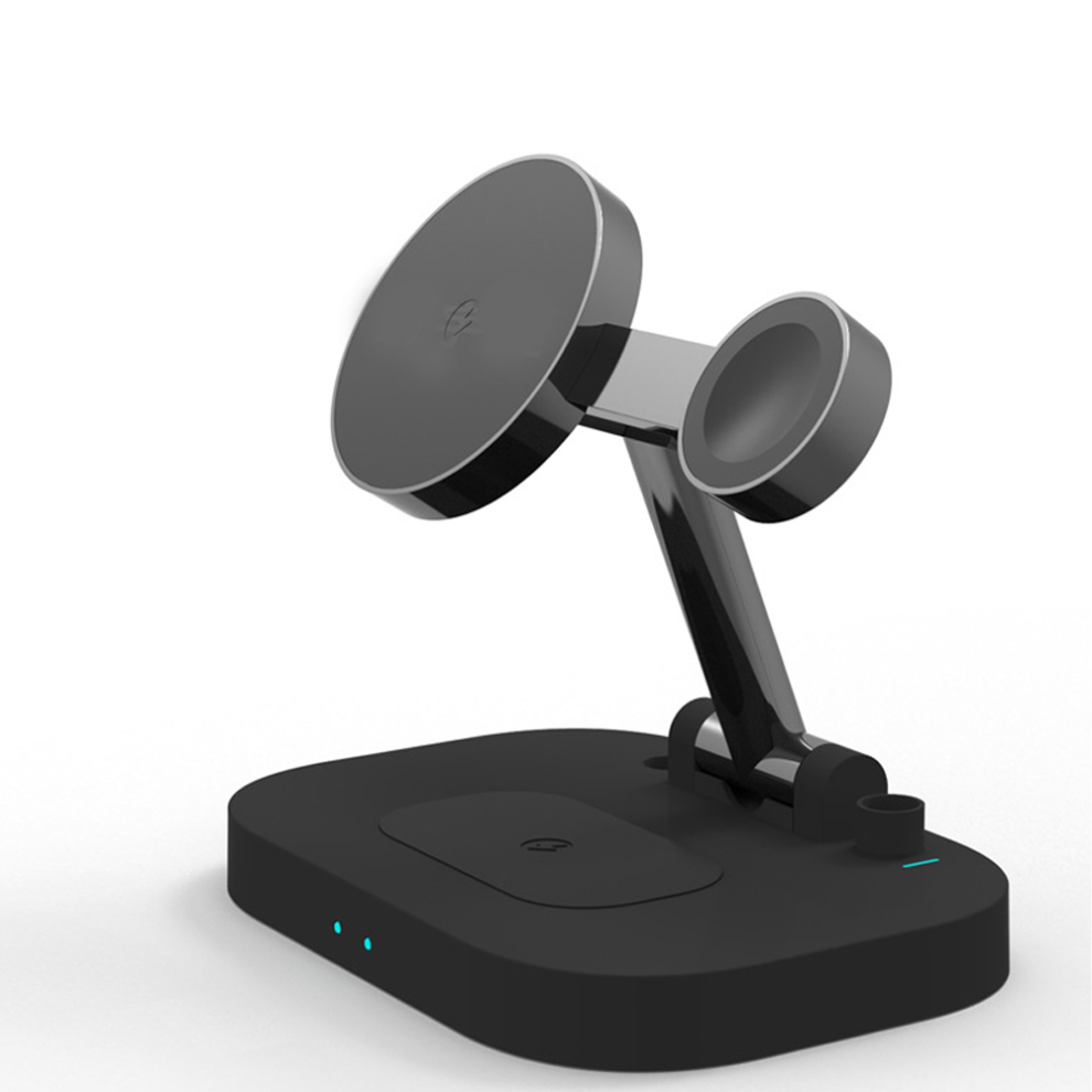 Chronus Wireless Charger 4 In 1 Magnetic Wireless Charger Foldable Fast Charging Station For 12 Series(Black) Black 6976918006325