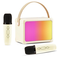 Detský karaoke stroj mini prenosný Bluetooth karaoke reproduktor s 2 bezdrôtovými mikrofónmi a farebnými svetlami pre deti a dospelých