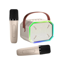 Karaoke stroj pre deti a dospelých Mini prenosný Bluetooth reproduktor s 2 bezdrôtovými mikrofónmi, LED svetlá na TV Home Party
