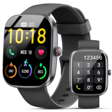 Chronus Smartwatch with Bluetooth Calling, Weather Updates, Heart Rate and Blood Pressure Monitoring, Step Counter, Music Control, and Camera(Black)