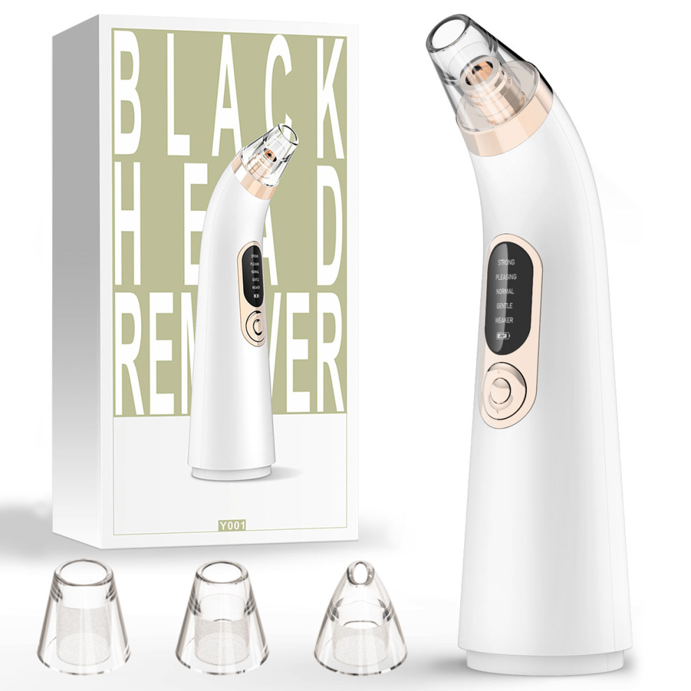 Chronus White Blackhead Remover Pore Vacuum: 5 Modes, 4 Probes, Acne Extractor Tool With 4Pcs Kit For Men & Women(White)