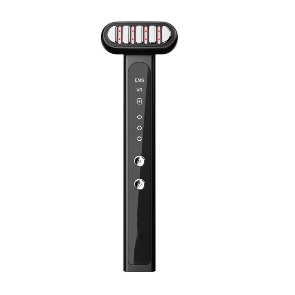 Chronus Red/Light/Dark 4-In-1 Therapy Wand-Facial & Neck Massager For Wrinkles, Spots, Ness, And Skin Texture(Black)