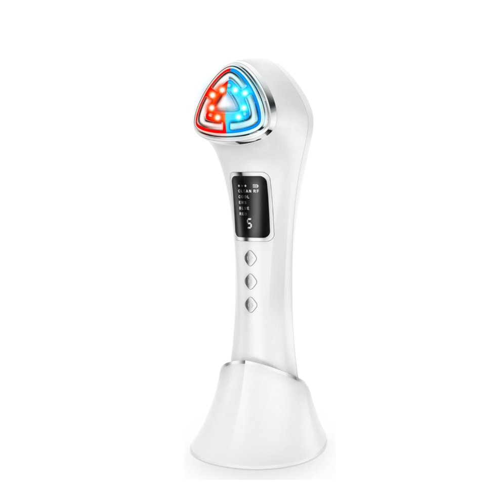 Chronus Facial Device-Hot/Cold Care, Rf, Ion, Ems Lift, Eyes, Mouth, Face Care, Pores, Unisex, Home Use(White)