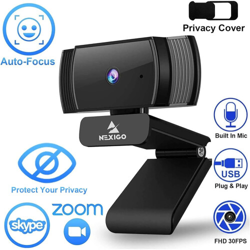 Webcam de Mesa com Microfone Câmera de Computador Webcam Usb Hd 1080P Compatível com Zoom/Skype/Teams/Webex Preto 1