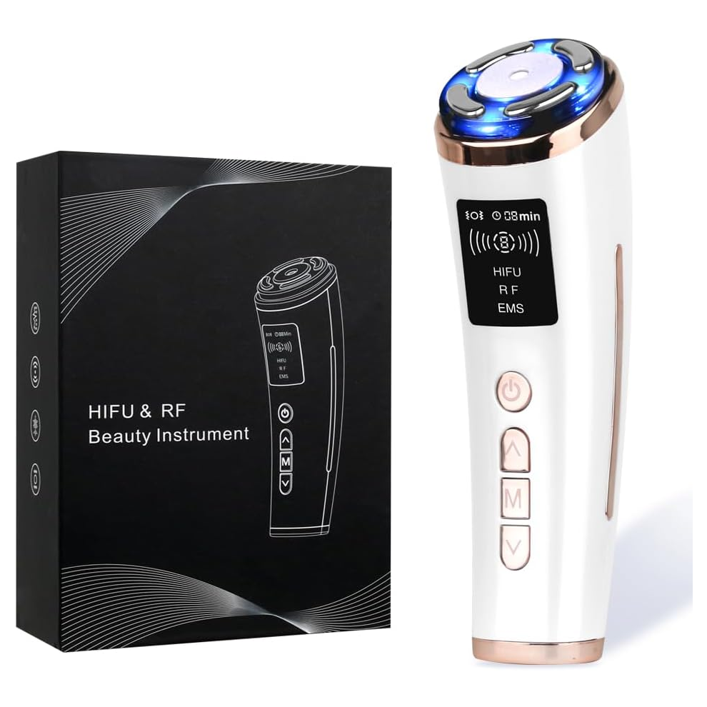 Chronus HIFU 3-in-1 Facial Device: RF, EMS, Wrinkle Removal (White)