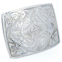 Polished Pewter Celtic Serpent Kilt Belt Buckle - Made In Scotland