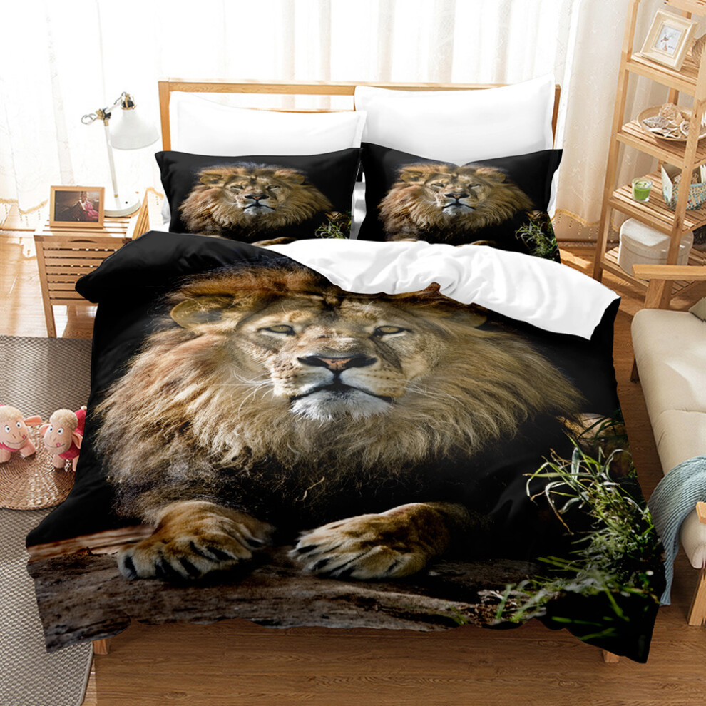 (Style 02, Double(200X200CM/3PCS)) Lion Kids Bedding Single Double King Duvet Cover