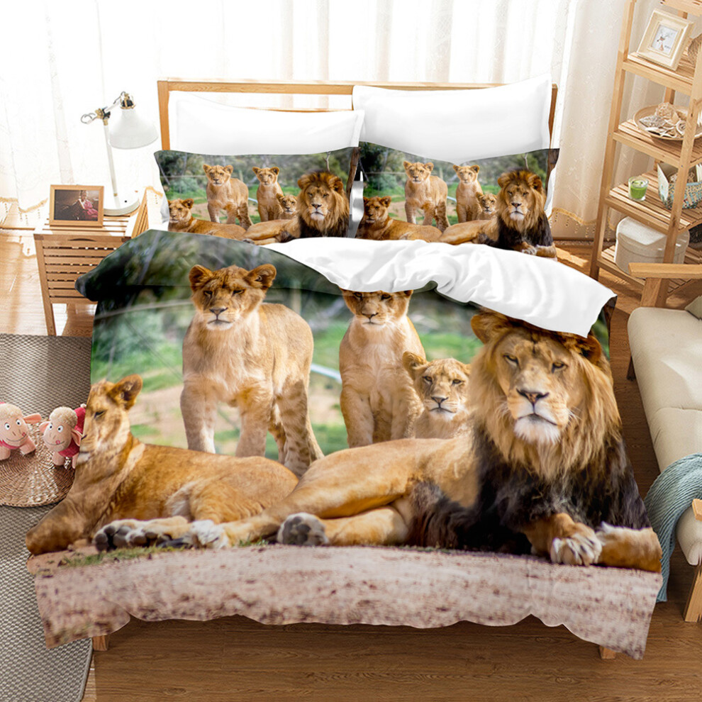 Xcsgsra (Style 15, Double(200X200cm/3Pcs)) Lion Kids Bedding Single Double King Duvet Cover Not,Specified