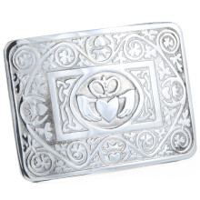 Pewter Irish Claddagh Celtic Interlace Kilt Belt Buckle Made In Scotland