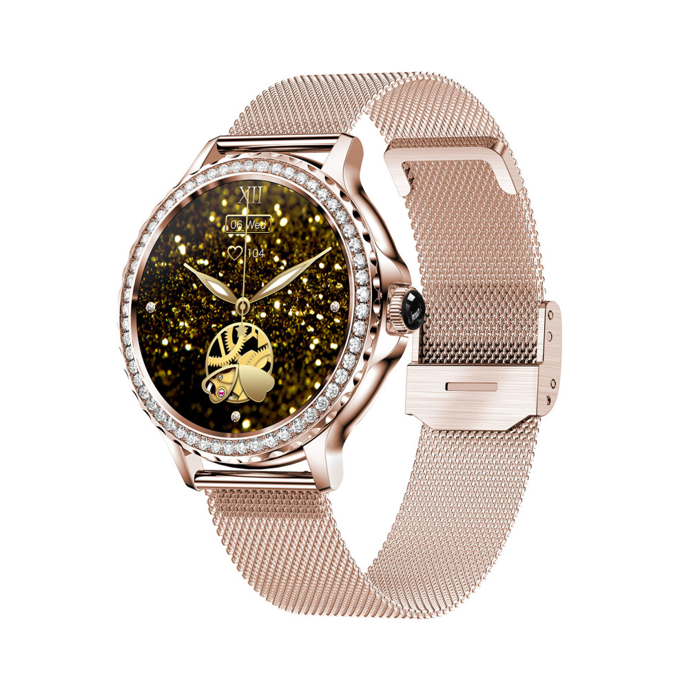 (Rose Gold) Smart Watch Women IP68 Waterproof Heart Rate Monitor Blood Pressure Sports Bracelet Ladies Smartwatch for Android iOS