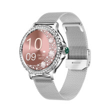 (Silver) Smart Watch Women Bluetooth Call Smartwatch IP68 Waterproof Heart Rate Sleep Monitor Custom Watchface Bracelet