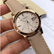 BURBERRY BU9109 WOMEN'S WATCH BEIGE STRAP BEIGE DIAL ROSE GOLD CASE