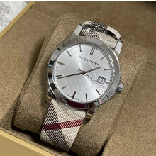 BURBERRY BU9113 WOMEN'S WATCH MULTICOLOR STRAP SILVER DIAL SILVER CASE