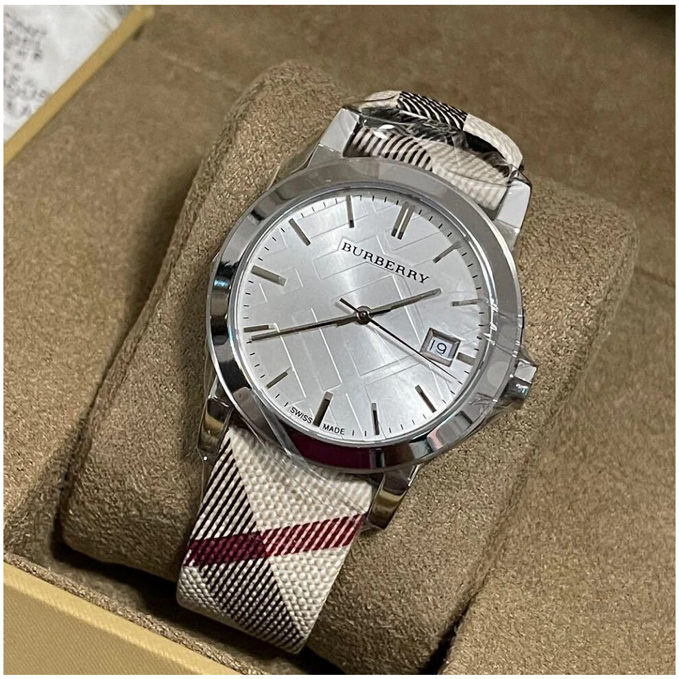 BURBERRY BU9113 WOMEN'S WATCH MULTICOLOR STRAP SILVER DIAL SILVER CASE