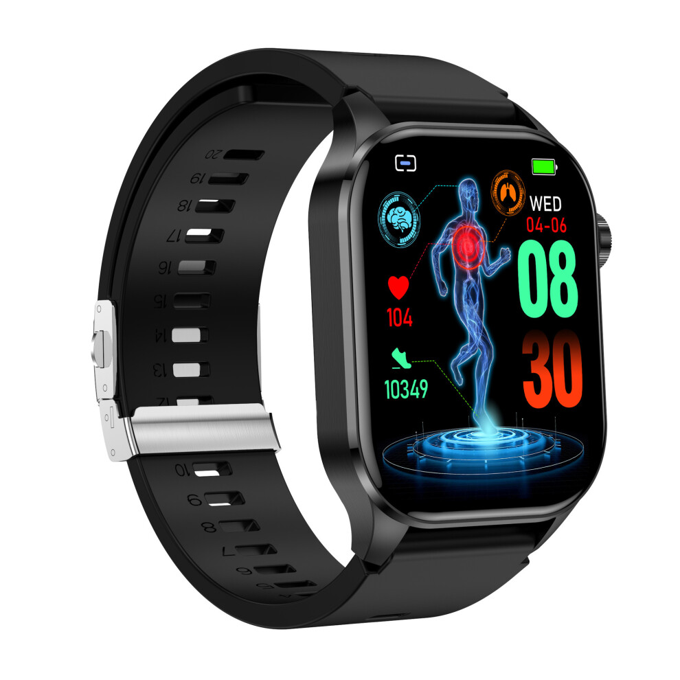 (Black Silicone) Smart Watch 2.04Inch Large Screen Ecg Blood Sugar Pressure Oxygen Hrv Health Monitor Sos Bt Call Men Smartwatch Not,Specified 4016542913070