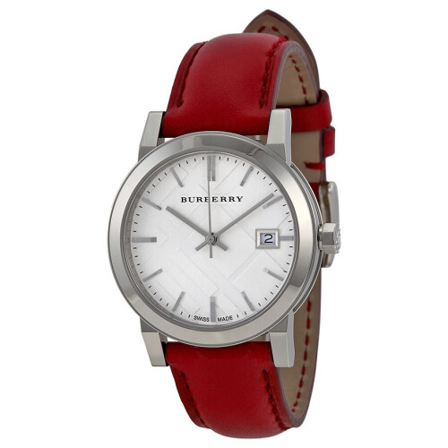 Burberry BURBERRY BU9129 WOMEN'S WATCH RED STRAP SILVER DIAL SILVER CASE 1