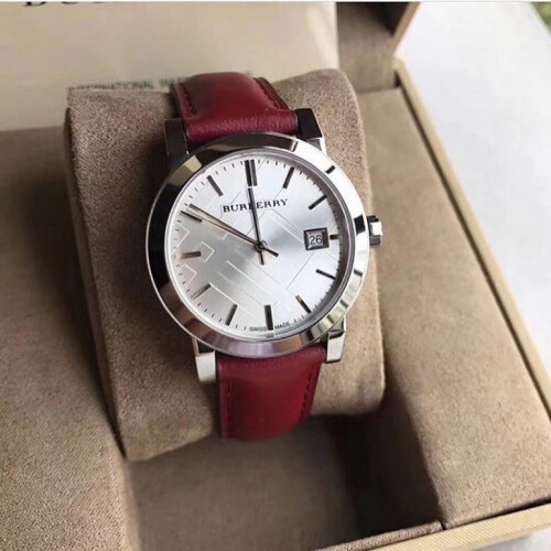 Burberry BURBERRY BU9129 WOMEN'S WATCH RED STRAP SILVER DIAL SILVER CASE