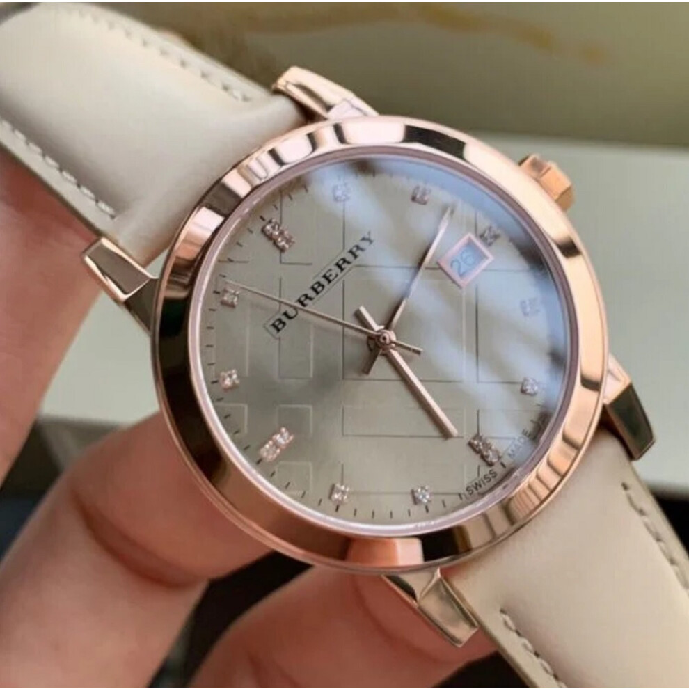 BURBERRY BU9131 WOMENS WATCH BEIGE STRAP ROSE GOLD DIAL ROSE GOLD CASE