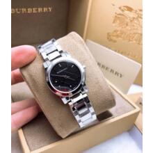 BURBERRY BU9201 WOMEN'S WATCH SILVER BRACELET BLACK DIAL SILVER CASE