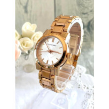 BURBERRY BU9204 WOMENS WATCH ROSE GOLD STRAP WHITE DIAL ROSE GOLD CASE
