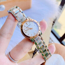 BURBERRY BU9205 WOMEN'S WATCH SILVER ROSE GOLD BRACELET WHITE DIAL