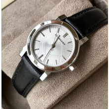 BURBERRY BU9206 WOMEN'S WATCH BLACK STRAP SILVER DIAL SILVER CASE