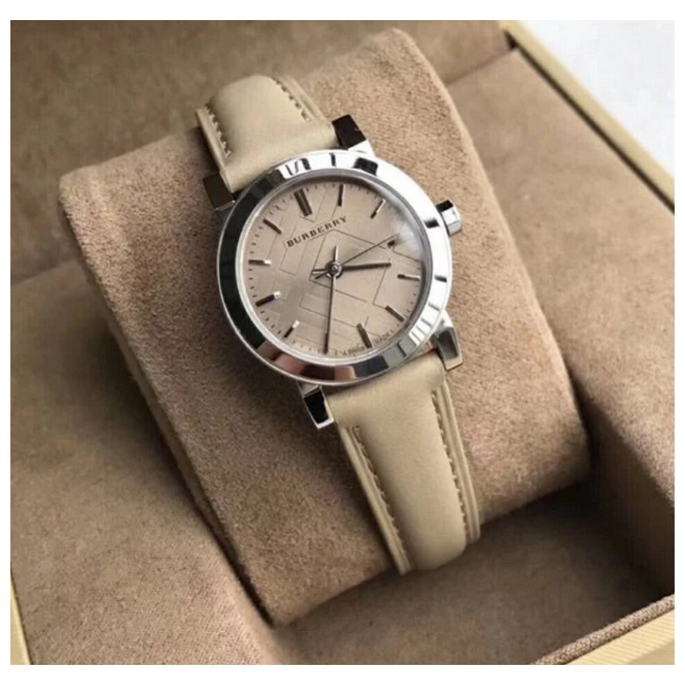 BURBERRY BU9207 WOMEN'S WATCH BEIGE STRAP BEIGE DIAL SILVER CASE