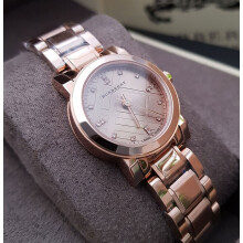 BURBERRY BU9215 WOMEN'S WATCH ROSE GOLD BRACELET GOLD DIAL