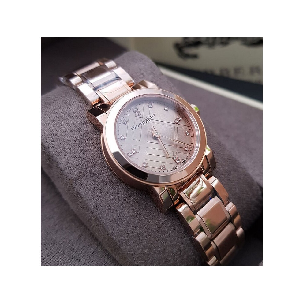 BURBERRY BU9215 WOMEN'S WATCH ROSE GOLD BRACELET GOLD DIAL