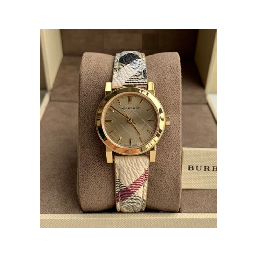 BURBERRY BU9219 WOMEN'S WATCH MULTICOLOUR STRAP GOLD DIAL GOLD CASE