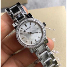 Burberry BU9220 Women's Stainless Steel Silver Bracelet Watch, Silver Dial & Case, 50m Water-Resistant