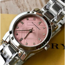 BURBERRY BU9223 WOMEN'S WATCH SILVER BRACELET PINK DIAL SILVER CASE