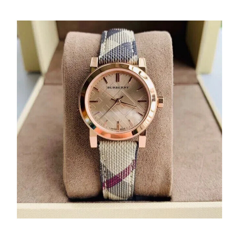 BURBERRY BU9236 WOMEN'S WATCH MULTICOLOUR STRAP ROSE GOLD DIAL