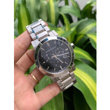 BURBERRY BU9351 MEN'S WATCH SILVER BRACELET BLACK DIAL SILVER CASE