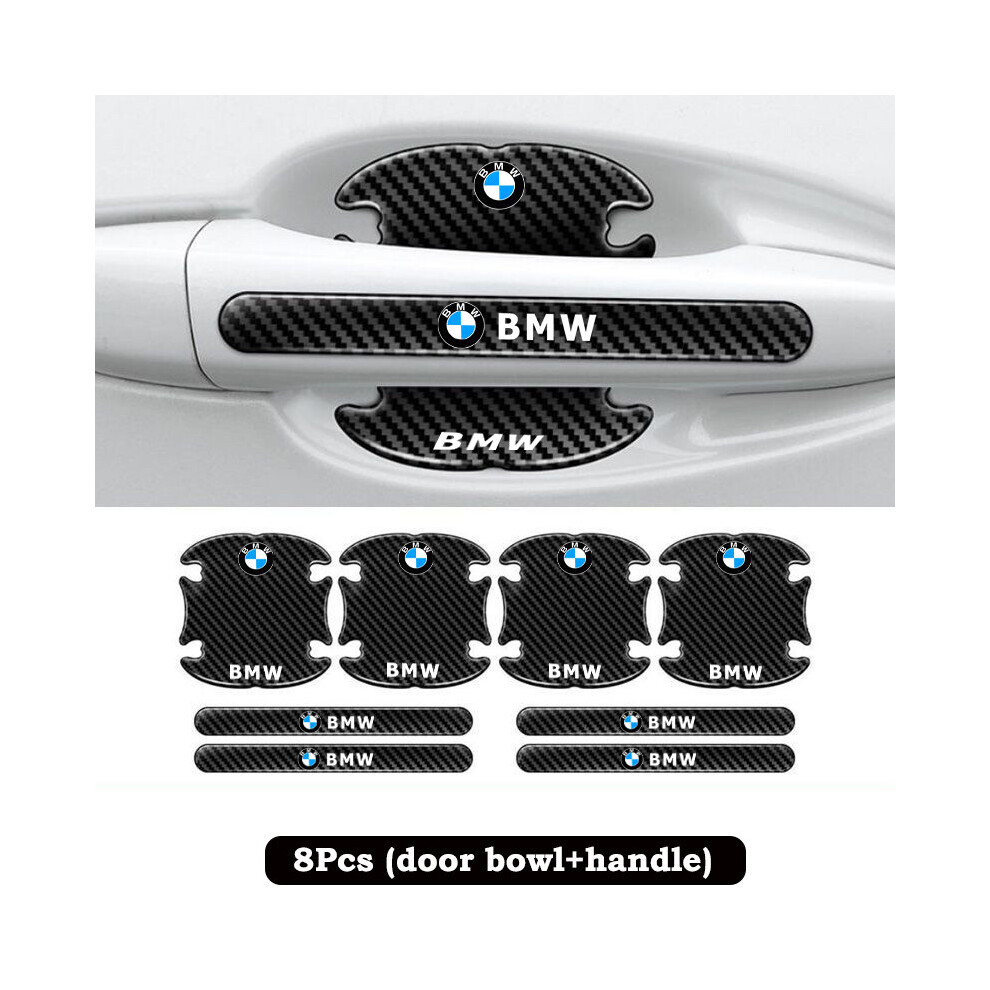 (For BMW) 8x Car Door Handle Bowl Anti-Scratch Cover Carbon Fiber Guard Protector Stickers