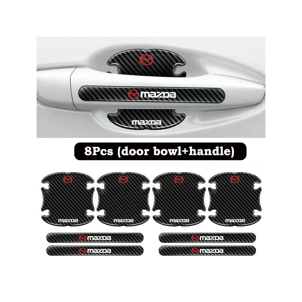 (For Mazda) 8x Car Door Handle Bowl Anti-Scratch Cover Carbon Fiber Guard Protector Stickers