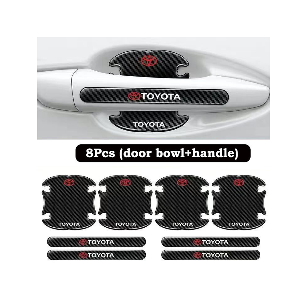 (For Toyota) 8x Car Door Handle Bowl Anti-Scratch Cover Carbon Fiber Guard Protector Stickers