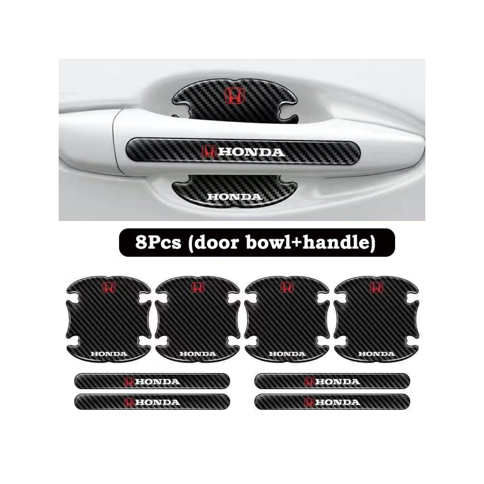 (For Honda) 8x Car Door Handle Bowl Anti-Scratch Cover Carbon Fiber Guard Protector Stickers