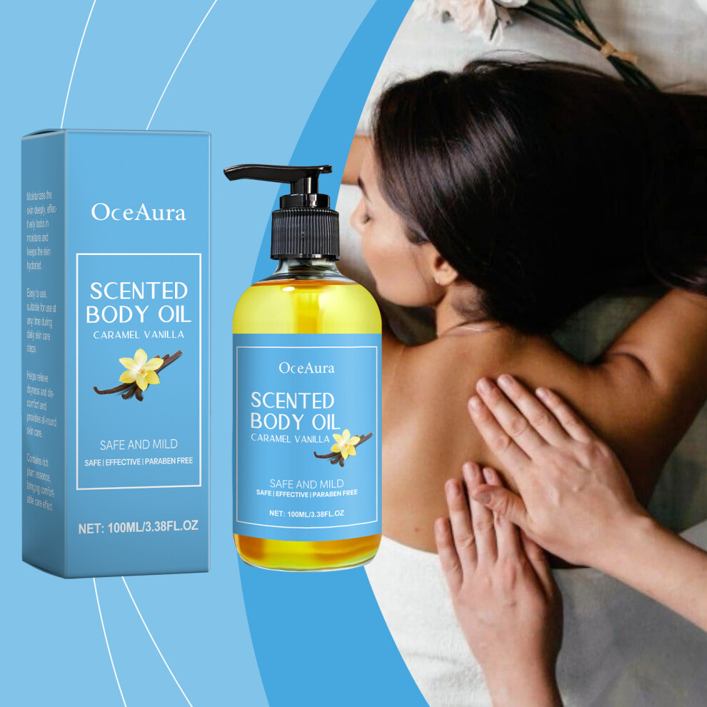 Oceaura Caramel Vanilla Body Oil For Pampering Skin With Nourishing Hydration Benefits