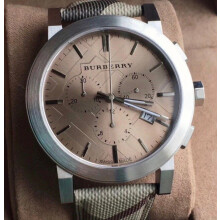 BURBERRY BU9361 MEN'S WATCH MULTICOLOUR STRAP BROWN DIAL SILVER CASE