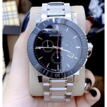 BURBERRY BU9380 MEN'S WATCH SILVER BRACELET BLACK DIAL SILVER CASE